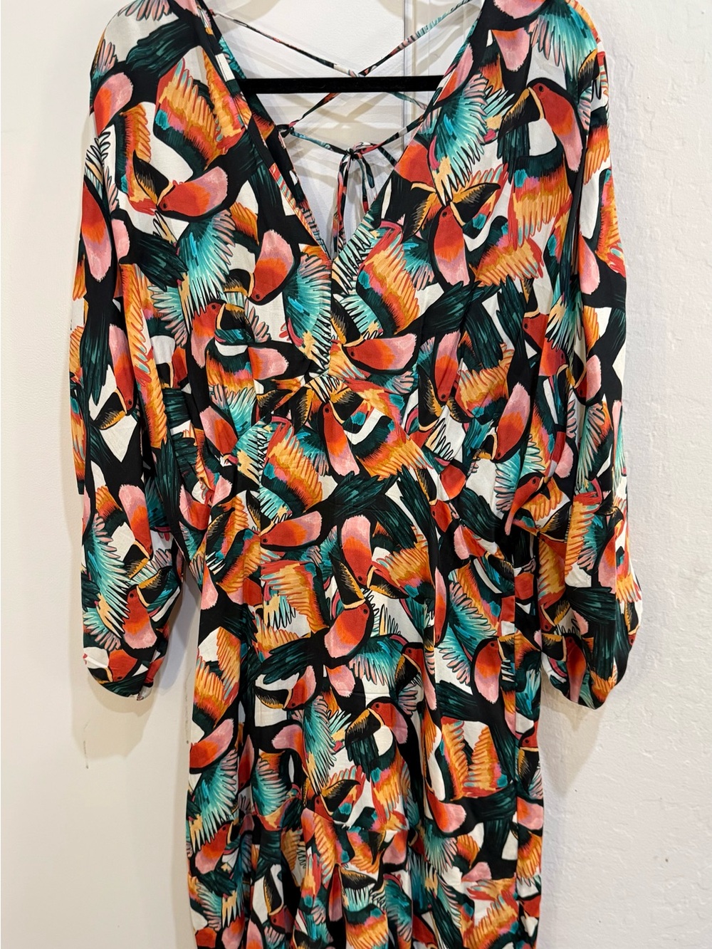 Tropical Multi-Color V-Neck Mini Dress